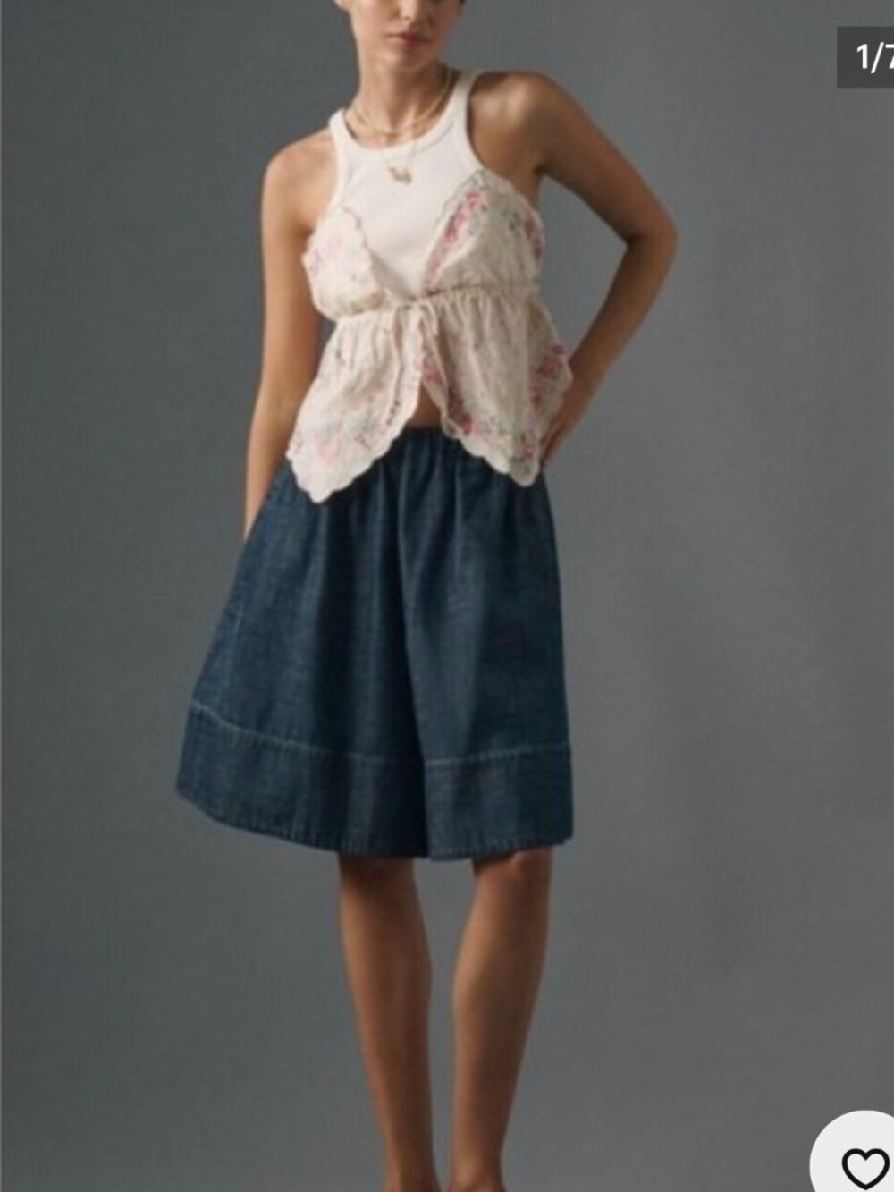 Pilcro Anthropologie (UK) "Sweet Thing" Skirty Denim Long Shorts LARGE